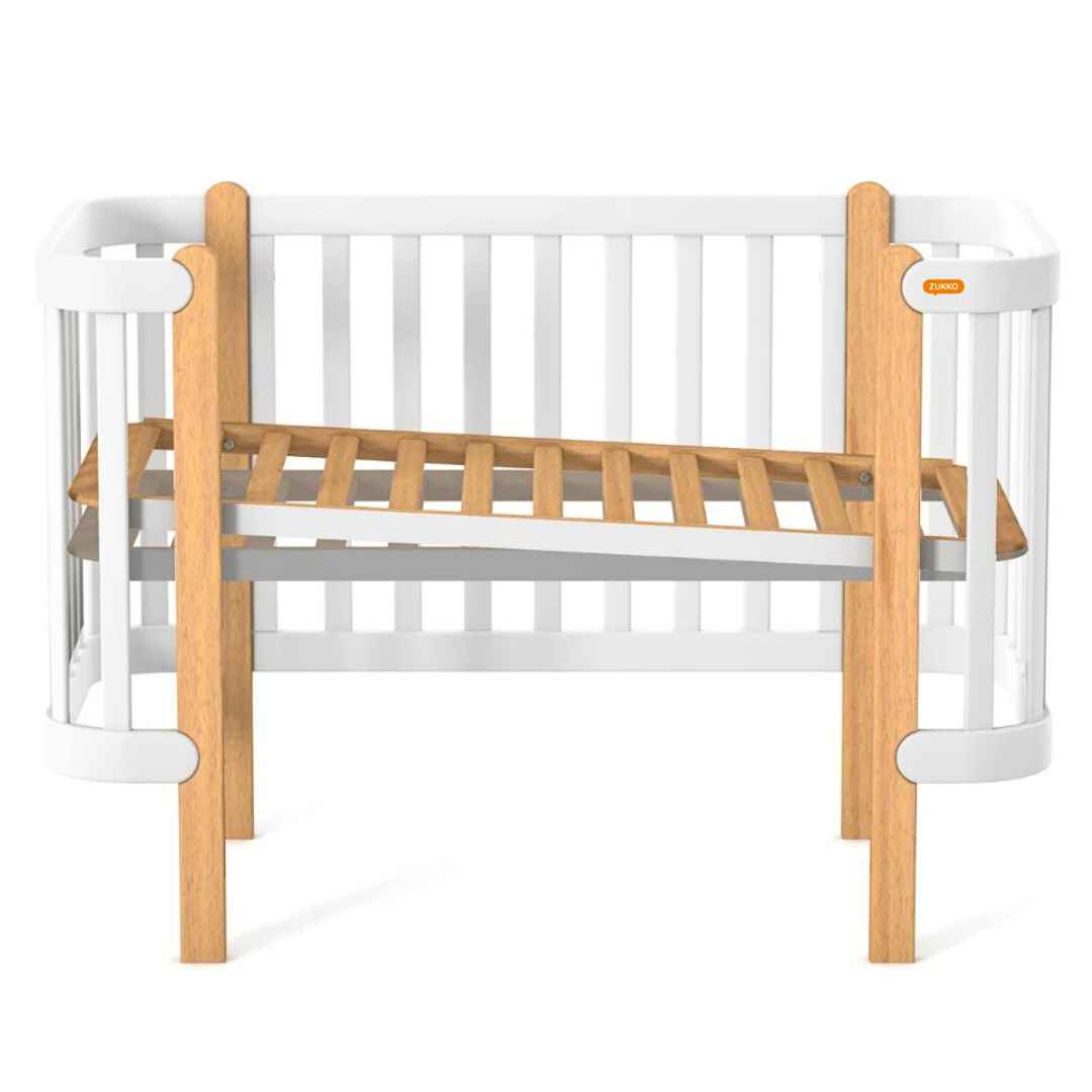 Dětská postýlka Zukko Gekko Kids 120x60. Bílá / Přírodní Buk